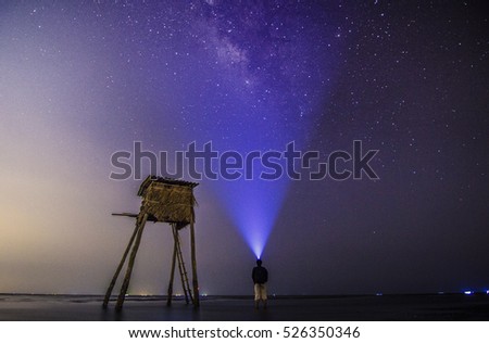 SAI GON, VIET NAM - JAN 10, 2016 - Looking for milkyway on Can Gio beach