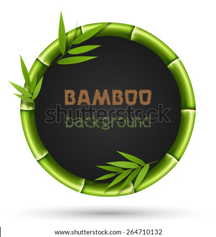 Green bamboo circle frame isolated on white background