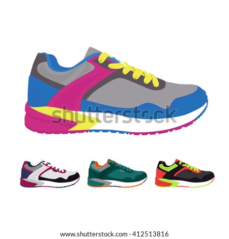 Set 9 Colorful Cartoon Style Shoes Stock Vector 98484668 - Shutterstock