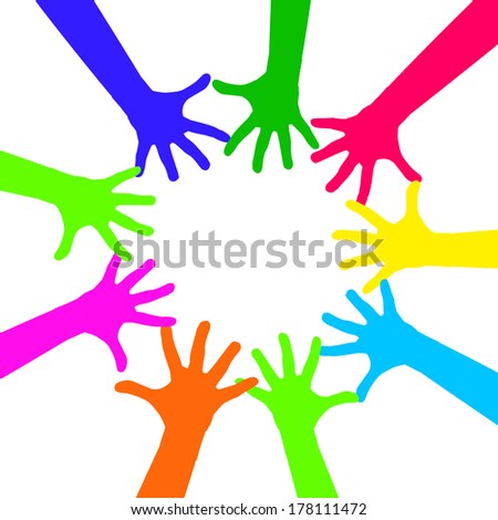 Colored Hands Circle Vector Stock Vector 178111472 - Shutterstock