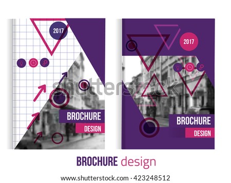 Set of Vector brochure cover templates with blured city landscape.