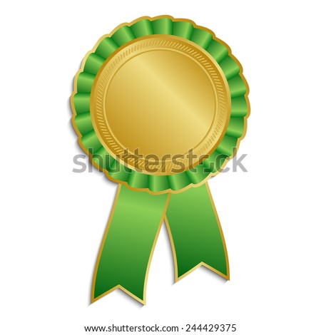 Gold Green Award Rosette Ribbon Stock Vector 244429375 - Shutterstock