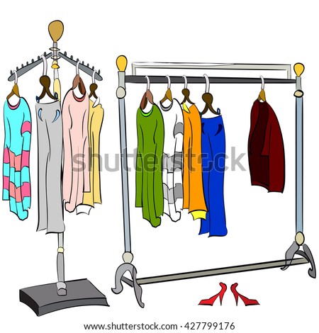 Clothes Racks Dresses On Hangers Flat Stock Vector 247863553 - Shutterstock