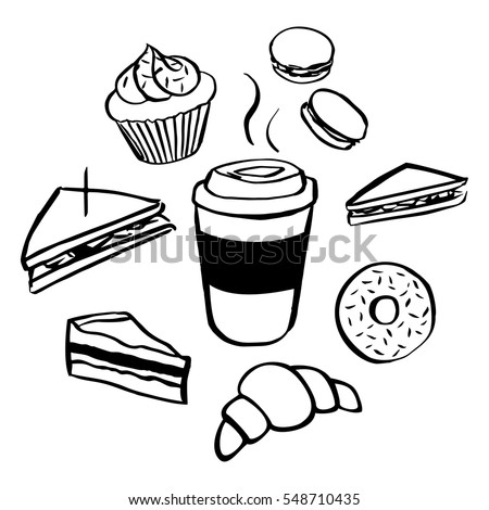 Coffee Pastry Textured Illustration Takeaway Coffee Stock Vector ...
