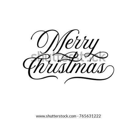 Merry Christmas Xmas Lettering Handwritten Calligraphy Stock Vector ...