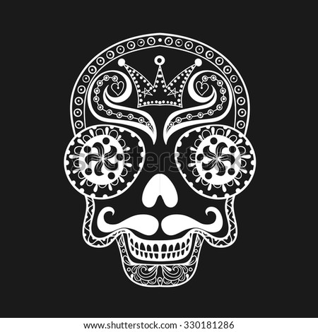 Day Dead Black White Skull Stock Vector 112153346 - Shutterstock