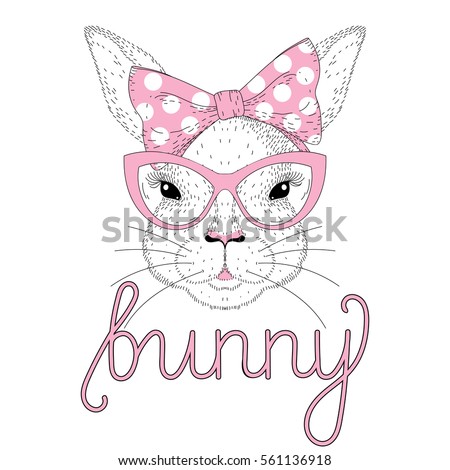Download Vector Cute Bunny Girl Portrait Pink Stock Vector ...