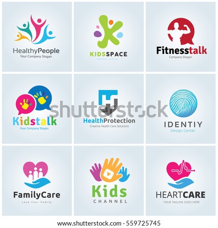 Logo Collection Set People Kids Gym Stock Vector 559725745 - Shutterstock