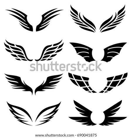 Wing Icons Set Wing Logo Elements Stock Vector 690041875 - Shutterstock