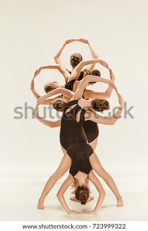 The group of modern ballet dancers