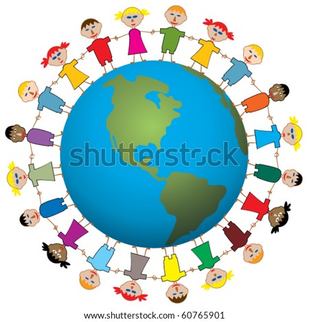 World Map Diversity People Cartoons Distinctive Stock Illustration ...