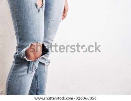 Ripped Jeans Female Feet Stock Photo 296589164 - Shutterstock