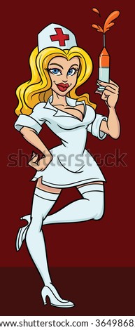 Sexy nurse in a transparent gown with a syringe. - Buy 