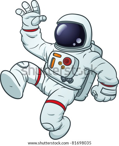 Cartoon astronaut floating. Vector illustration with simple gradients ...