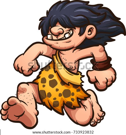 Cartoon Caveman Looking Confused Vector Illustration Stock Vector   Stock Vector Running Cartoon Caveman With Long Hair Vector Clip Art Illustration With Simple Gradients All In 733923832 