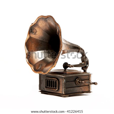 Vintage Objects Vector Graphic Set Old Bronze Phonograph Over White Background Isolated Vintage Objects Vector Graphic Set Old Bronze Phonograph Over White Background Isolated