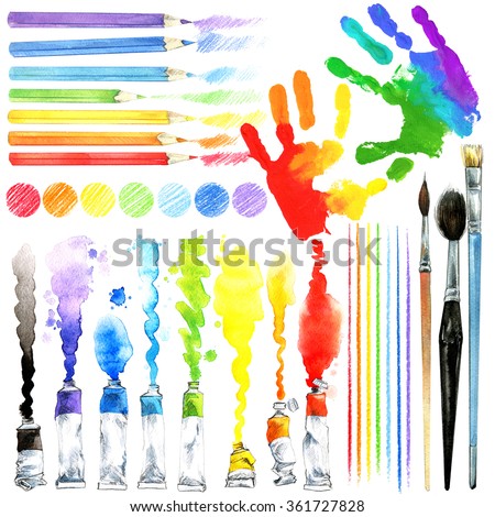 learning basic colors for children illustration of palette of paints and colored pencils for creative - Colors For Children learning basic colors for children illustration of palette of paints and colored pencils for creative - Colors For Children