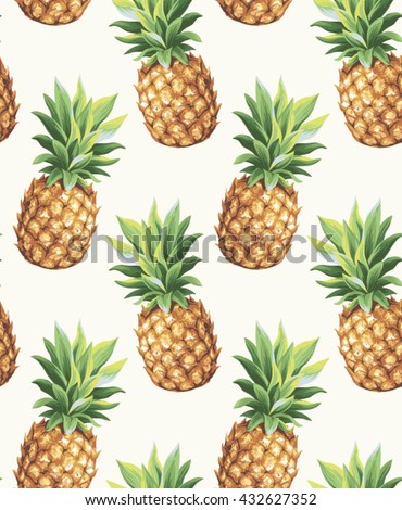 Pineapple seamless pattern. Vector illustration.