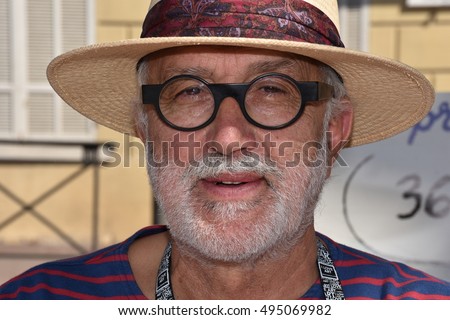 Marseille, France - October 06, 2016 : French cartoonist Pierre Ballouhay at the 5th edition of the International festival of press and political cartoons at l'Estaque.