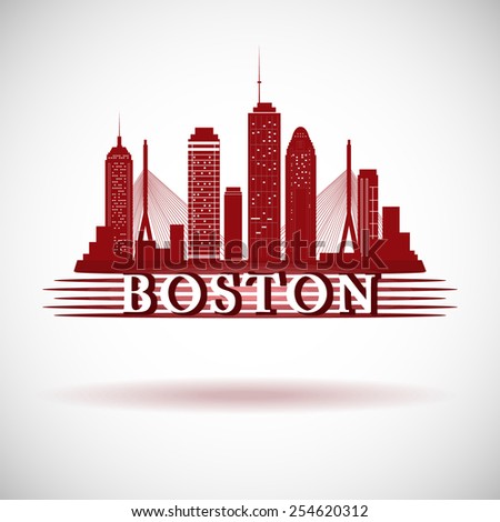 Boston Skyline City Silhouette Stock Vector 254619463 - Shutterstock