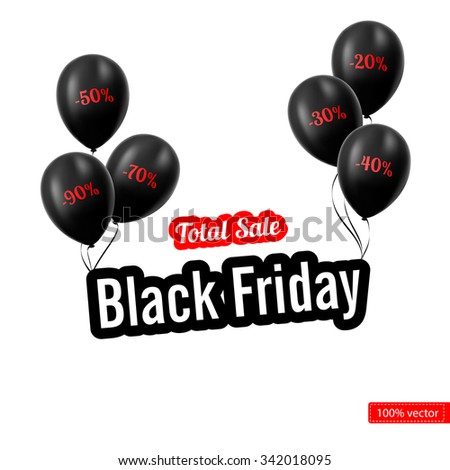 Vector Black Friday Black Balloons Isolated Stock Vector 342018095