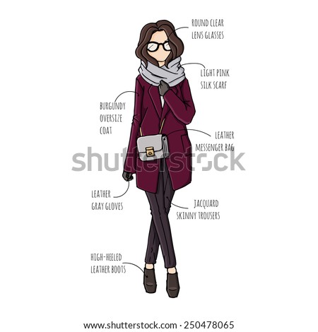 fashion illustration description fashion sketch drawing beautiful looks stock vector fashion illustration description fashion sketch drawing beautiful looks stock vector