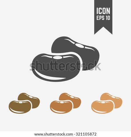 Beans seed isolated vector black icon and its color version