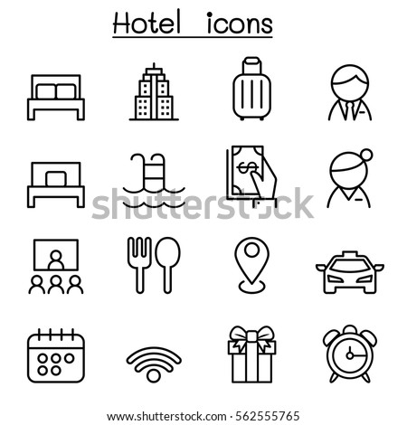 Hotel Icon Set Thin Line Style Stock Vector 562555765 - Shutterstock