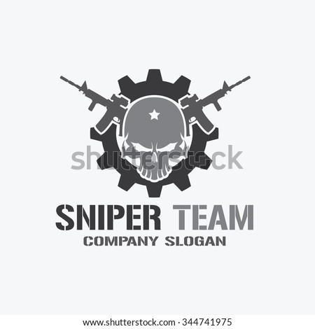 sniper team logoskull logorockgamegamerwing logovector logo stock sniper logo