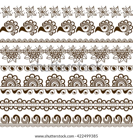 Indian Mehndi Ornamental Borders Stock Illustration 422499385 ...