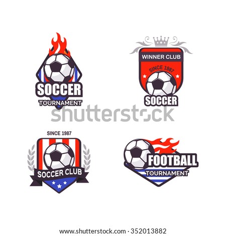 Set Logos Emblems On Theme Soccer Stock Vector 360826808 - Shutterstock