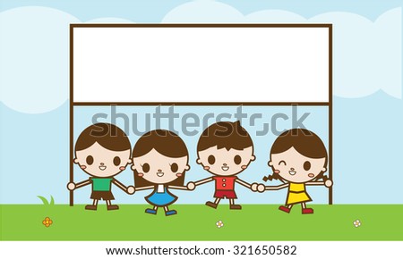  Kids Holding Banner Park Stock Vector 321650582 Shutterstock