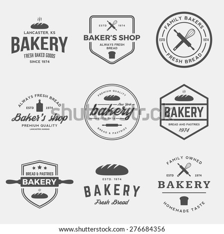 vector set of bakery labels, badges and design elements
