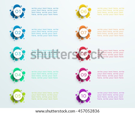 Number Bullet Point Abstract Splatter Circles 1 to 10