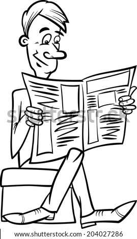 Stock Images similar to ID 192095729 - cartoon man is reading newspaper
