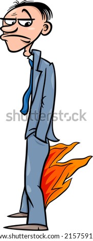 Cartoon Humor Concept Illustration of Pants on Fire Saying or Proverb