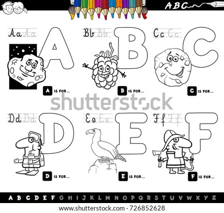 Black White Cartoon Illustration Capital Letters Stock Illustration ...