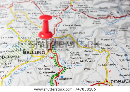 Stock Photo Road Map Of The City Of Belluno Italy 747858106 