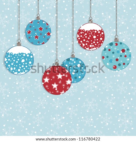 Red Blue Christmas Hanging Decorations On Stock Vector 116780422