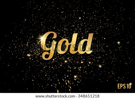 Golden Splashes On Black Background Gold Stock Vector 