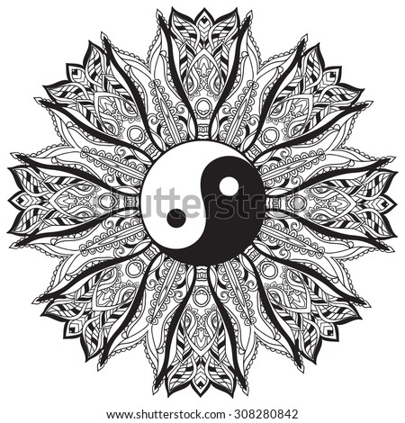 Download Ornament Card Mandala Yin Yang Geometric Stock Vector ...