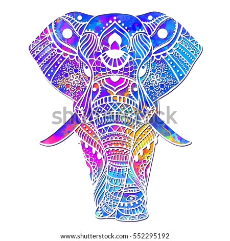 Watercolor Greeting card with elephant Frame of animals vector illustration design template for textile Hand drawn bright prints on T shirts and cups canvas of another object