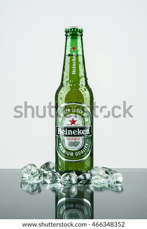 Seoul, South Korea - September 12, 2014: Heineken Lager Beer is the flagship product of Heineken International which owns over 125 breweries in more than 70 countries
