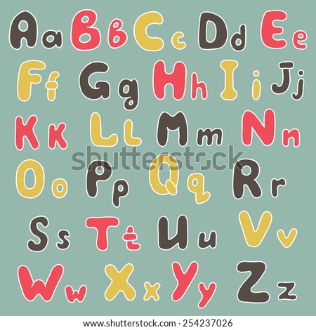 Alphabet Design Fun Doodle Style Letters Stock Vector 112886335 ...