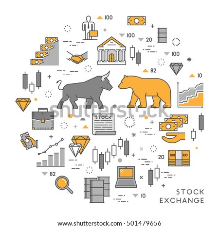 Vector line concept stock exchange. Linear symbol commodity exchange. Modern banner stock market.