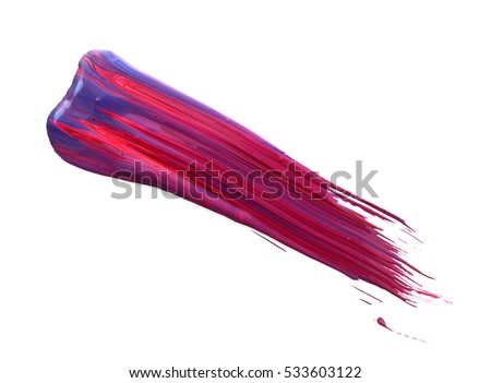 photo grunge red blue brush strokes oil paint isolated on white background