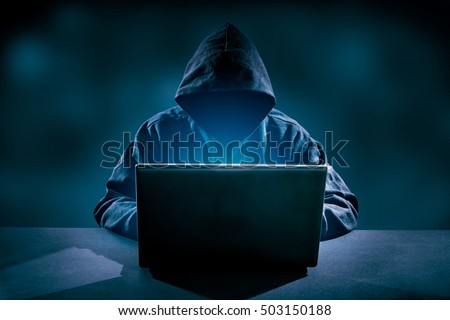 Hacker Using Laptop Hacking Internet Stock Photo (Edit Now ...