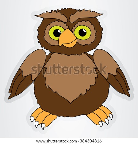 Cartoon Owl Sitting On Tree Branch Stock Vector 85034044 - Shutterstock