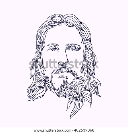 Graphical Face Jesus Face Jesus Hand Stock Vector 402539368 - Shutterstock