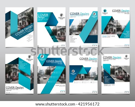 Blue fold set technology annual report brochure flyer design template vector, Leaflet cover presentation abstract geometric background, layout in A4 size